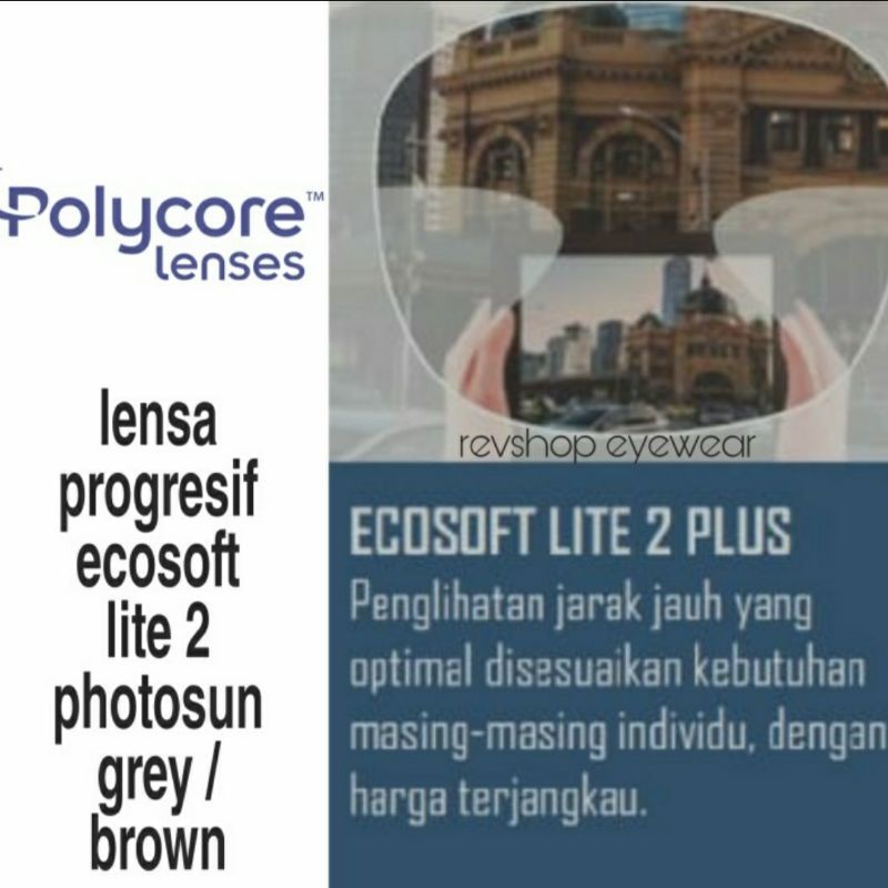 Lensa Kacamata Progresif Ecosoft lite 2 Photosun Grey / Brown