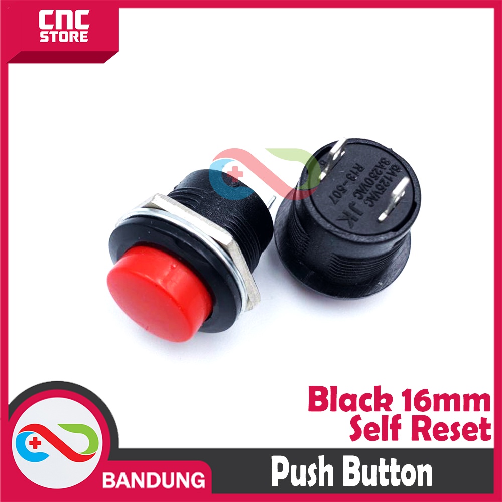 PUSH BUTTON NON LOCKING 16MM SELF RESET RED