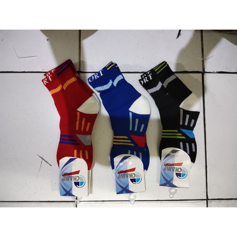 KAOS KAKI SPORT TEBAL PREMIUM MOTIF CHAMP / KAOS KAKI TEBAL MOTIF DIATAS MATA KAKI, PASTI ORI DAN READ