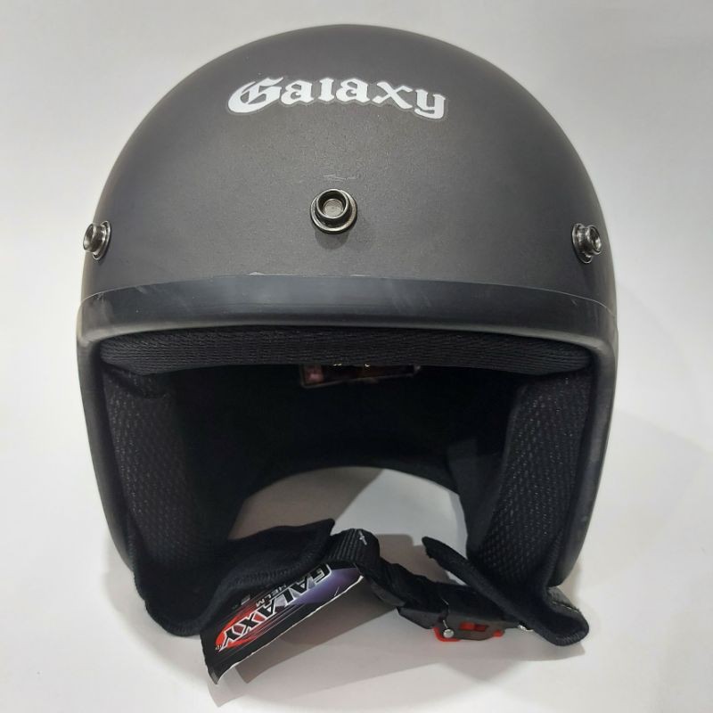 Helm Full Leher Polos Galaxy Gunmet Doff