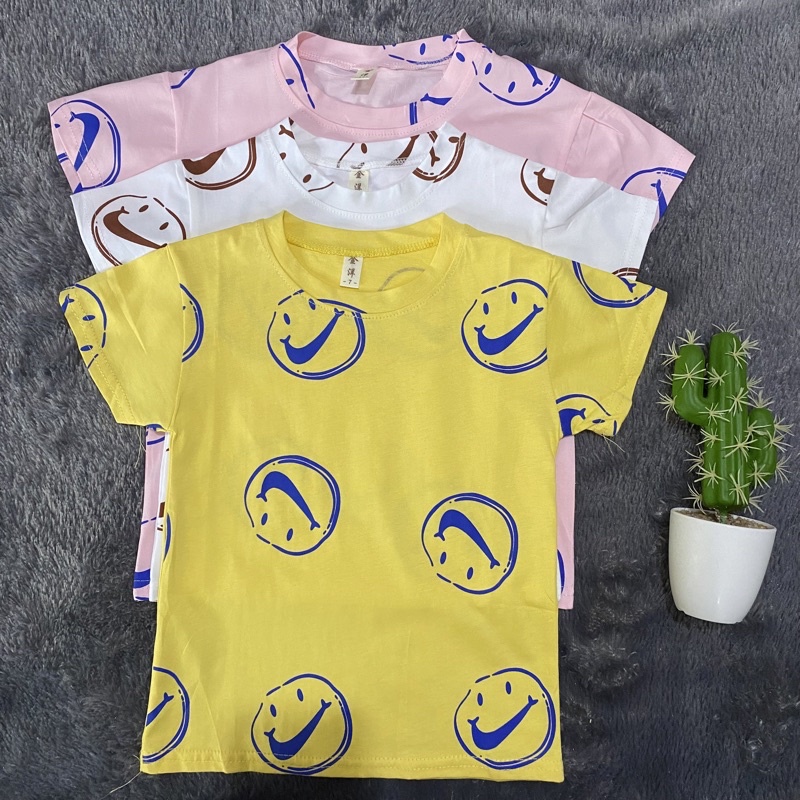 import T shirt kaos anak unisex laki perempuan full print smile usia 1-5tahun