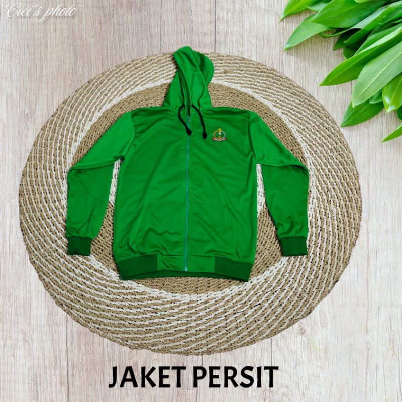 JAKET PERSIT HIJAU LOGO BORDIR ( bahan diadora )
