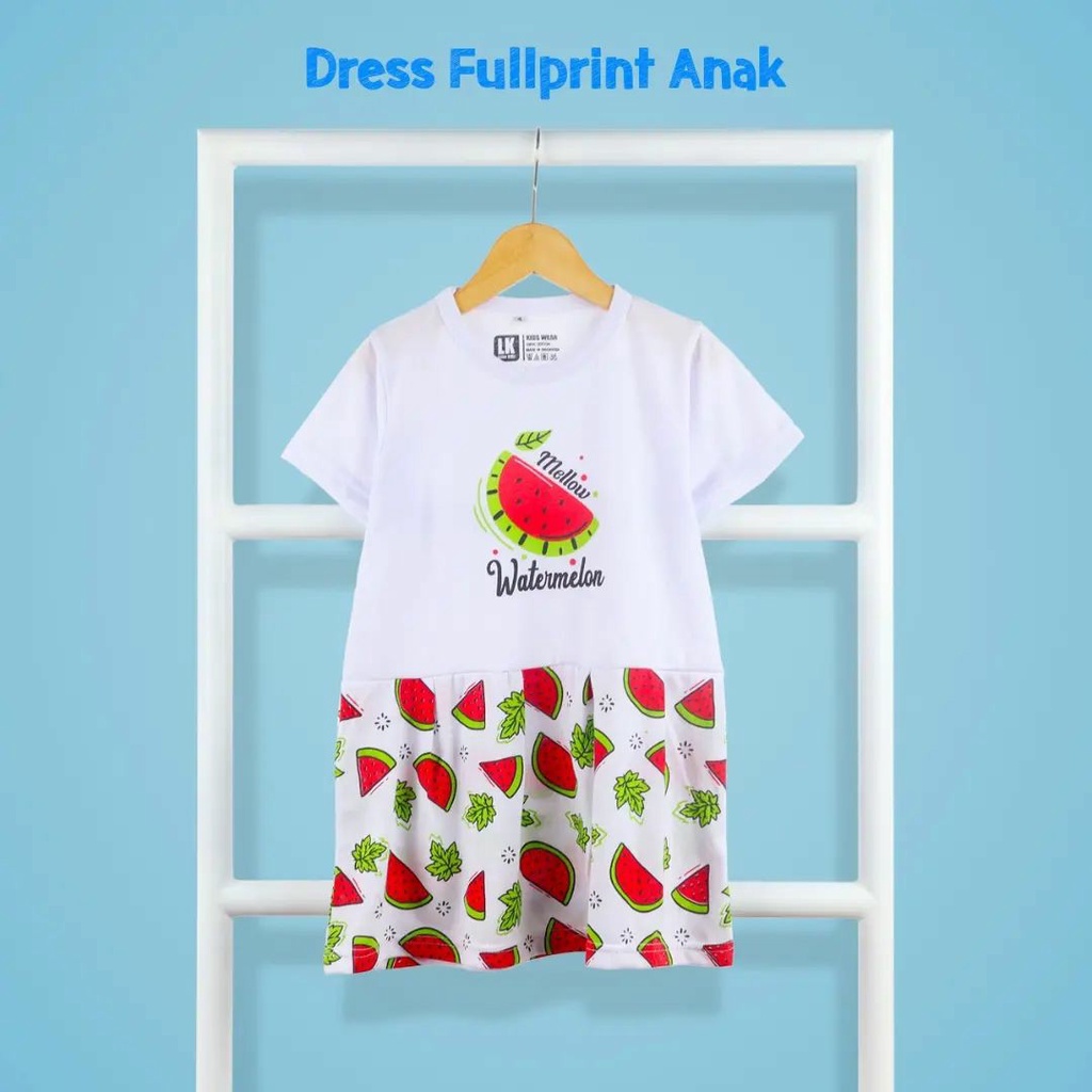 Dress Anak Perempuan 1 2 3 4 5 6 Tahun Kaos Motif Lucu Murah Import Bahan Cotton Combed 30s Lengan Pendek Kekinian