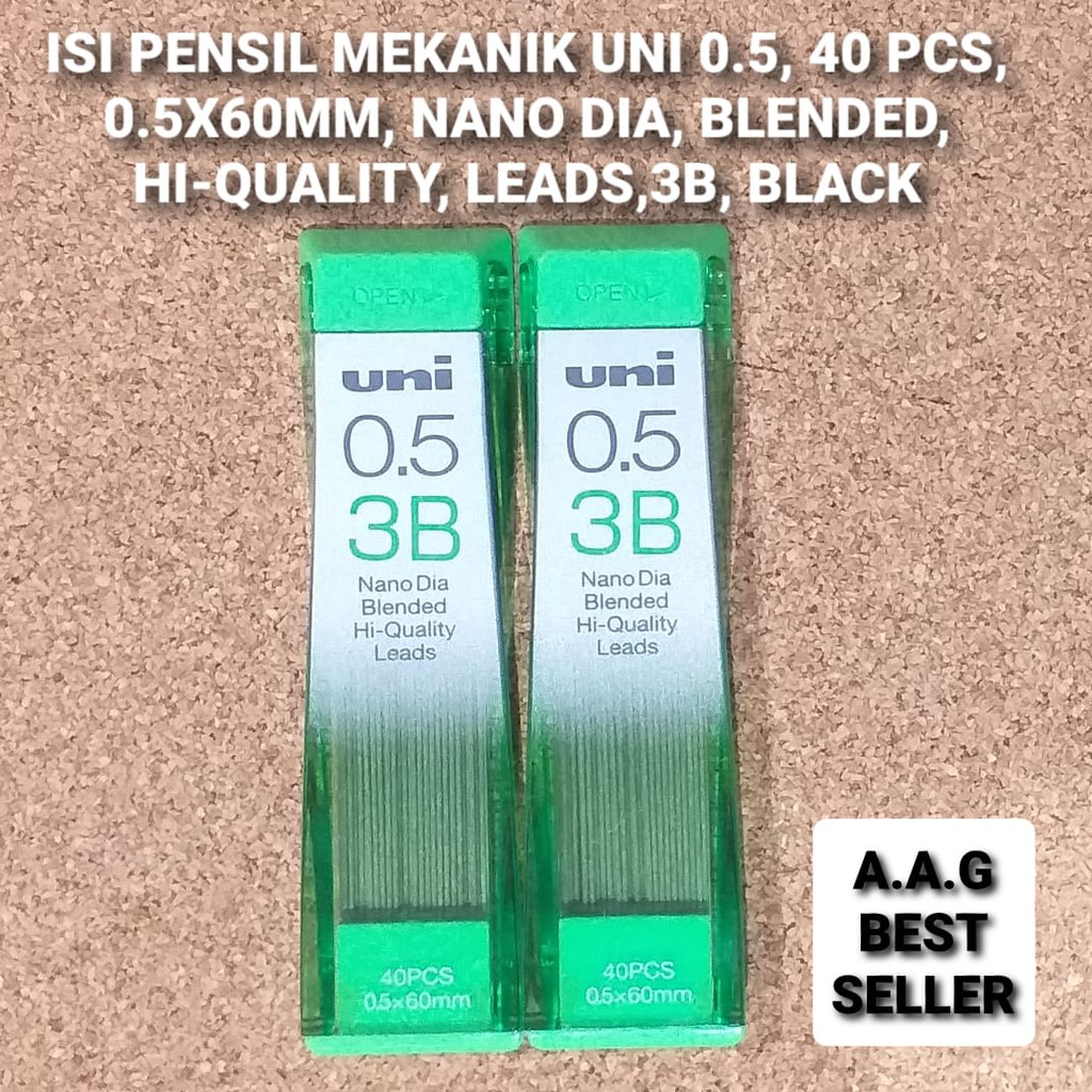 

ISI PENSIL MEKANIK UNI 0.5, 40 PCS, 3B, BLACK