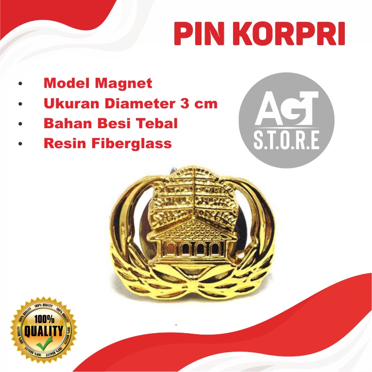 Pin Korpri Magnet Lencana Korpri PNS ASN Bahan Kuningan