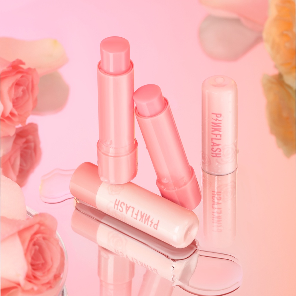 PINKFLASH #PinkGarden Plant Oil-Based Lasting Moist Lip Balm Lip Care Deep Hydration 4 Natural ingredients Repair Nourish Reduce Wrinkles