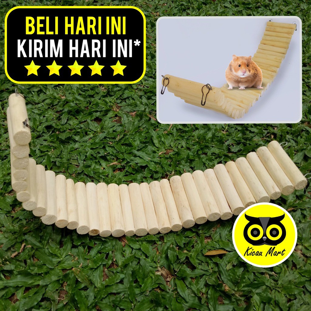 JEMBATAN HAMSTER KAYU FLEKSIBEL MAINAN AYUNAN HAMSTER SUGAR GLIDER SG BURUNG IGUANA 60 X 10CM JMS60