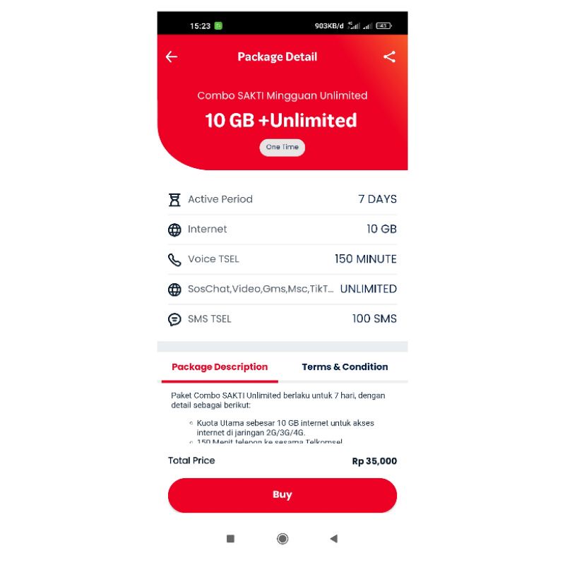 Kartu Telkomsel Combo Sakti Unlimited 1 Minggu Tanpa FUP
