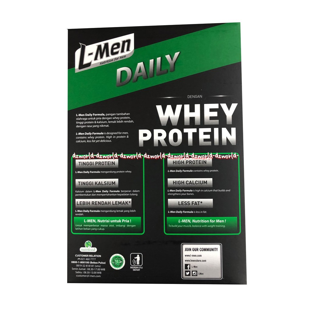 L-Men Daily 250gr Whey Protein Rasa Dark Choco High Protein Susu Lmen Konsumsi Sehari hari Coklat Susu Nutrisi Untuk Pria Badan lebih Berotot L Men Daili 250 gram