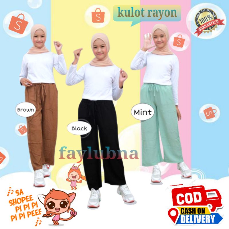 Kulot Anak Anak Perempuan Usia 6-13 Tahun // girl pants // culottes pants girls // Celana Kulot Terbaru // Kulot Anak Terbaru // Celana Kulot Rayon Anak