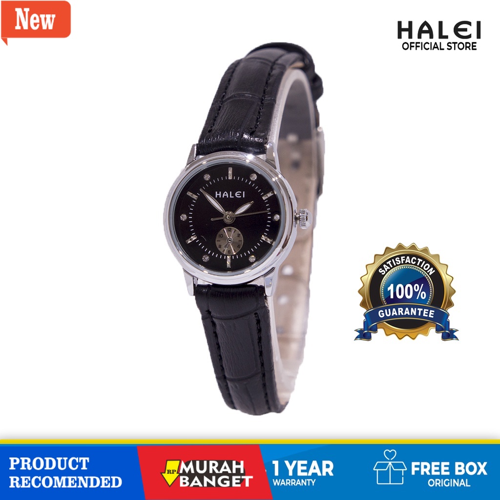 Jam analog wanita terbaik- Halei Jam Tangan Wanita Haleiwatch Original Tali Kulit 436 L Ukuran Kecil