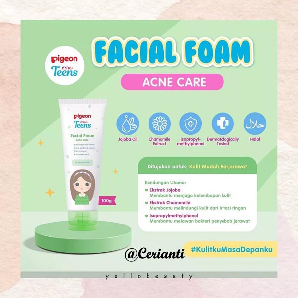 [BYE BYE JERAWAT] [40GR | 100GR] [BPOM] Pigeon Teens Facial Foam Acne Care 100gr / Sabun Muka Jerawat / Pembersih Wajah