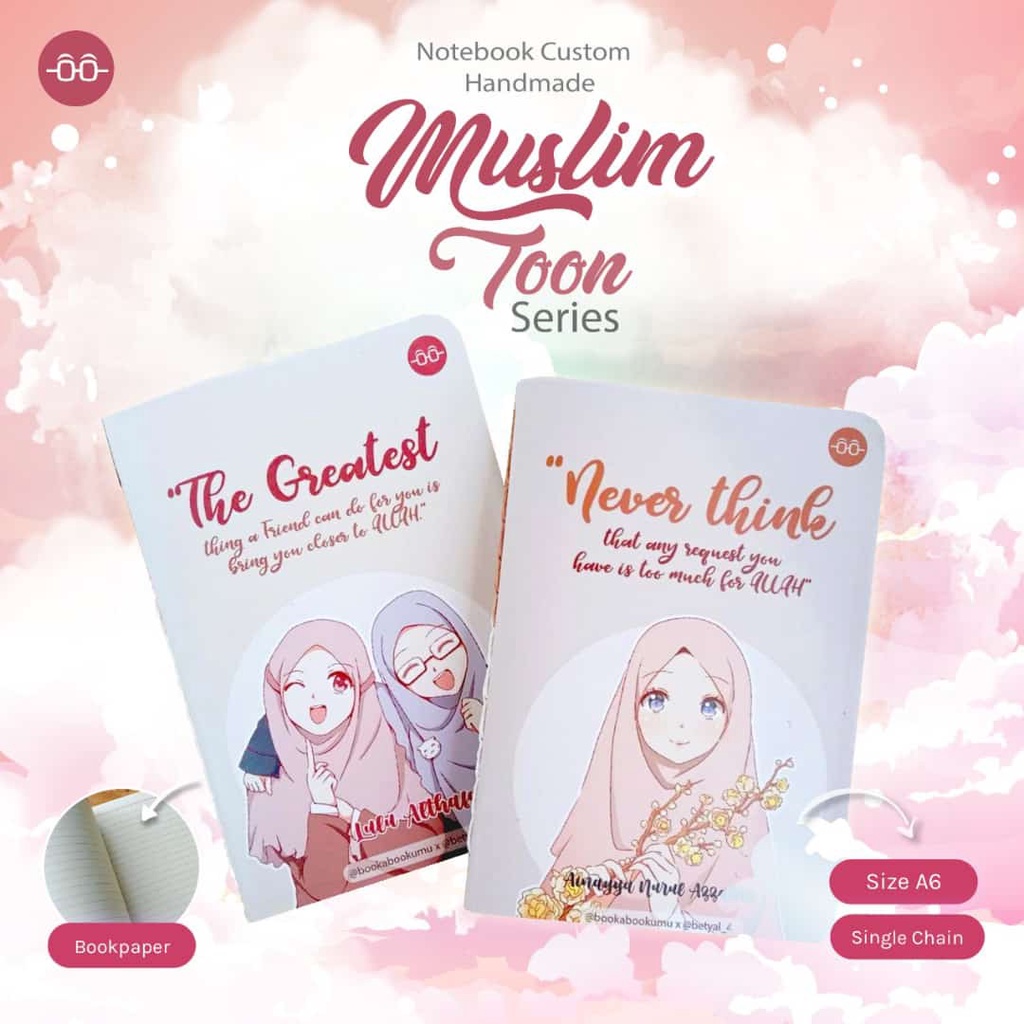 

Buku Tulis Notebook Softcover A6 A5 isi Bookpaper cover tema Muslim Toon