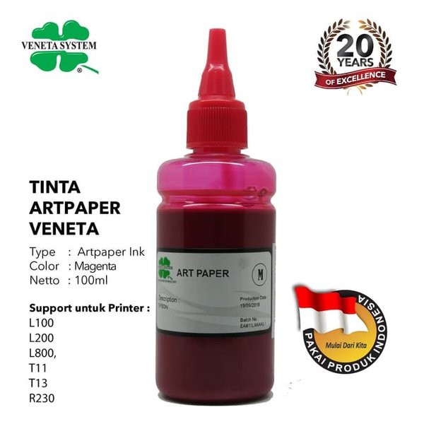 

VENETA SYSTEM ART PAPER INK FOR PRINT HEAD EPSON 100 ML - Tinta Printer-Tinta Infus