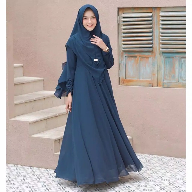 (DBY) GAMIS RAFASYA ONE SET / SETELAN HIJAB 2 LAYER PENGUIN WOLFIS PREMIUM BUSUI FRIENDLY