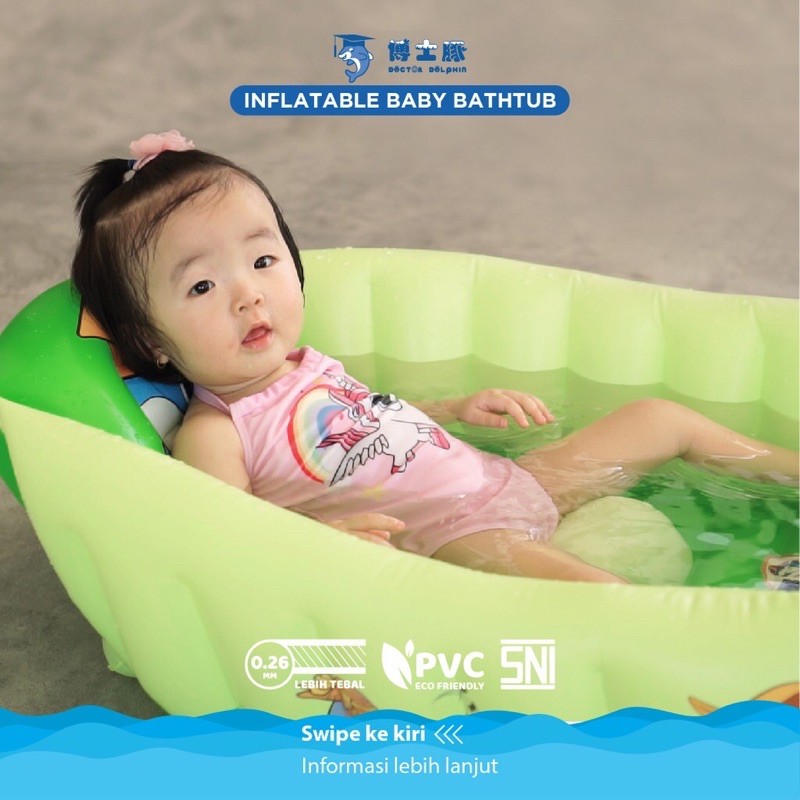 DOCTOR DOLPHIN Inflatable Baby BATHUB Free Pompa - Bak Mandi Tiup - Kolam Mandi Bayi