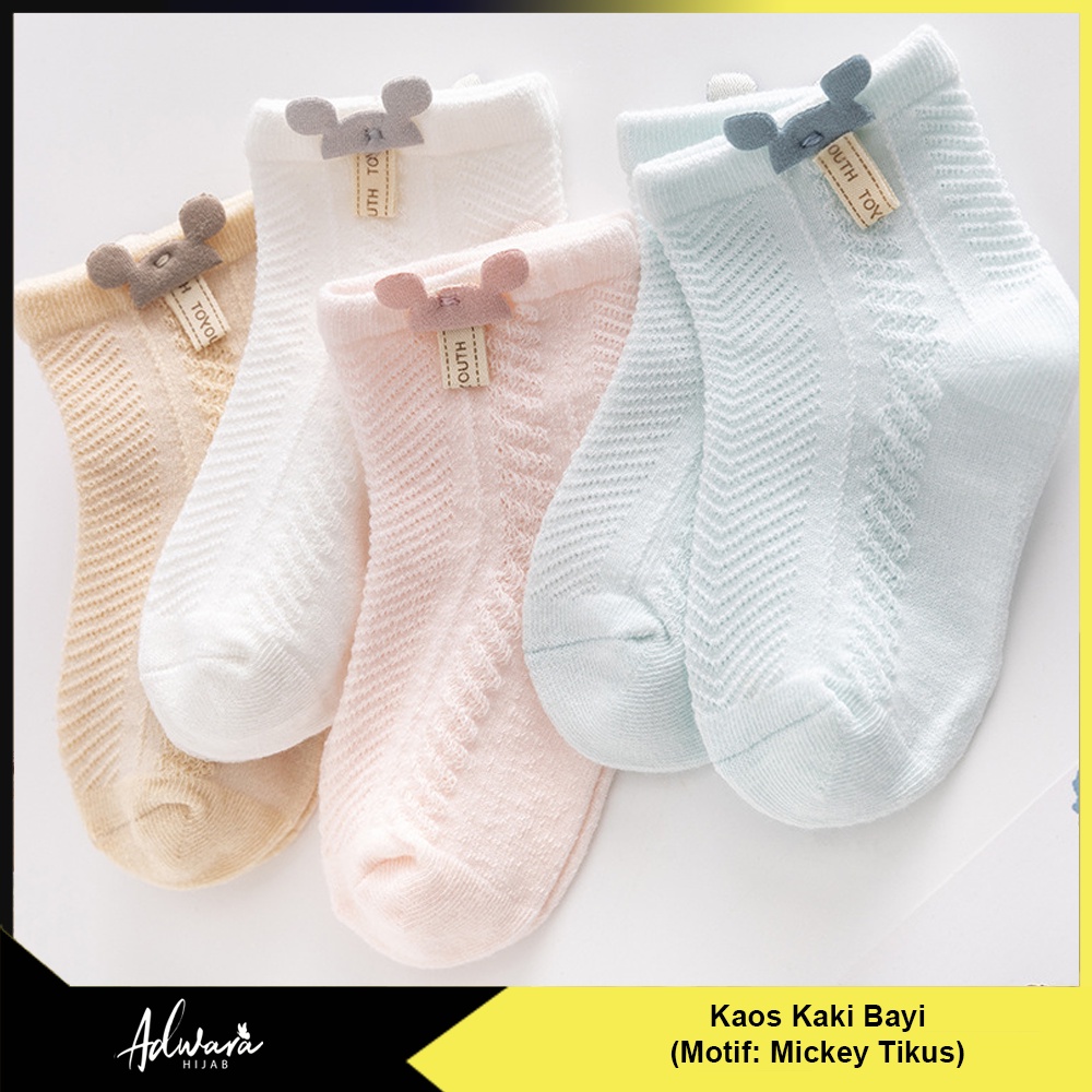 Kaos Kaki Bayi Pendek Katun Lembut Motif Tikus Lucu / Kaos Kaki Import Balita Anti Slip