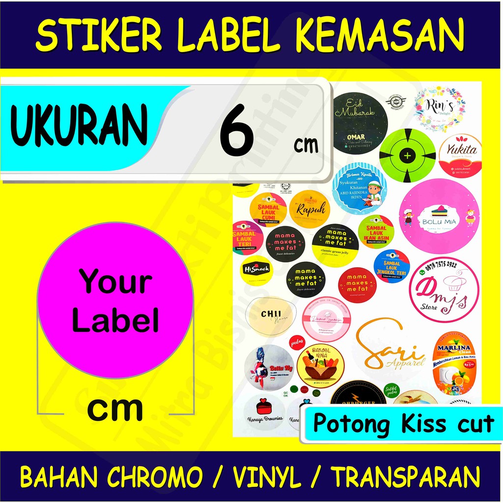 

Cetak Label Stiker Bulat, 6 cm, Chromo / Vinyl / Transparan, Print Label