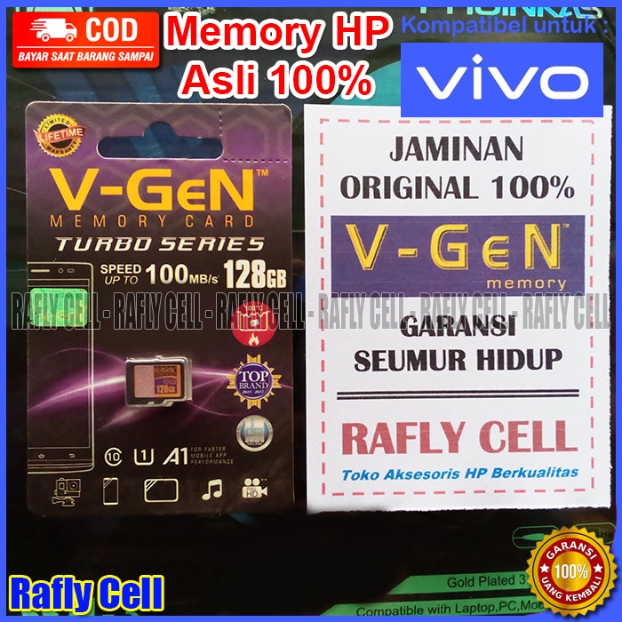 Memori Vgen Original untuk HP VIVO Y35 Y75 Y22 Y16 V25 Y21 Y22 Y23 Y33 Y50 Y51 Y52 Y53 Y70 Y21S Y22 
