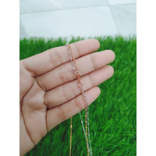 KALUNG PERAK ASLI SILVER 925 LAPIS EMAS/KALUNG RANTAI JEDAR 2 LAYER/ASLI SILVER/KALUNG FASHION WANITA TERBARU