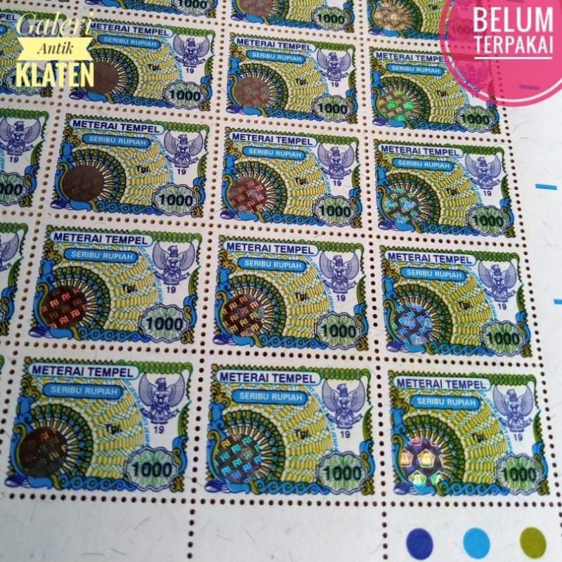 

1pcs Materai Tempel Rp 1000 Rupiah tahun 1995,1996,1997,1998,1999 matrai meterai lama 1.000 kuno