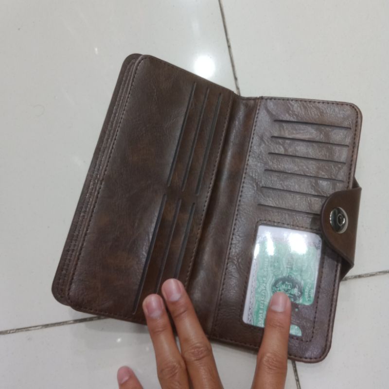 dompet panjang kulit pakai kancing