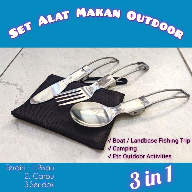 Set Alat Makan Outdoor Sendok Garpu Pisau 3 in 1