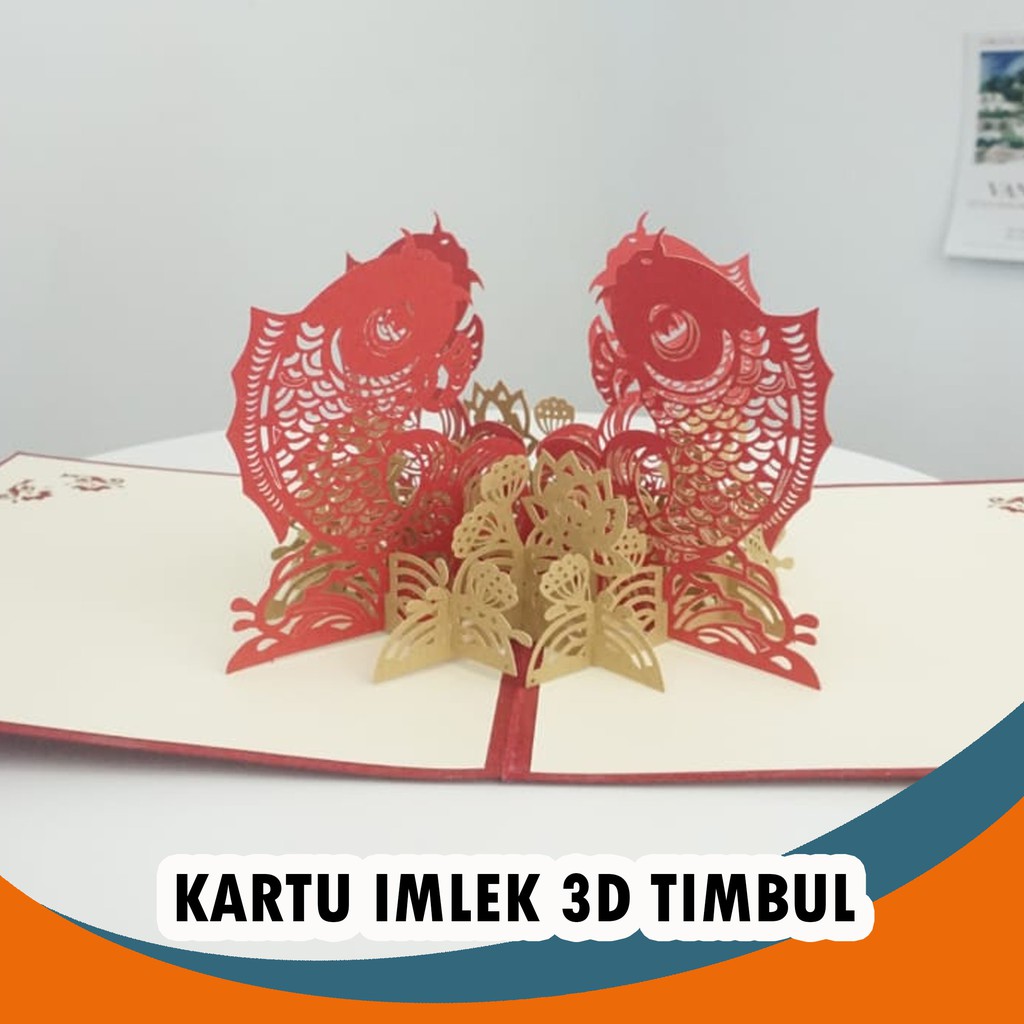 KARTU 3D POP UP IKAN KOI KARTU IMLEK CHINESE NEW YEAR CARD SINCIA