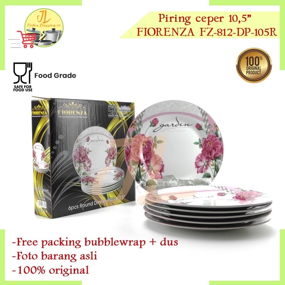 Piring makan ceper  10,5" / piring set motif FIORENZA FZ-812-DP-105R
