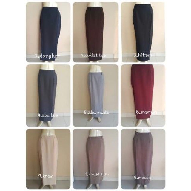 Terbaru Modern All Size XXL XXXL L M Merah Putih q/ ROK PANJANG KERJA / ROK SPAN