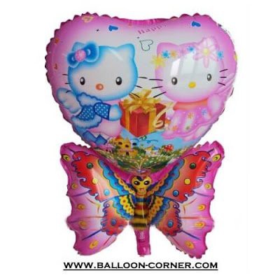 Balon Foil Karakter Hello Kitty Kupu-Kupu