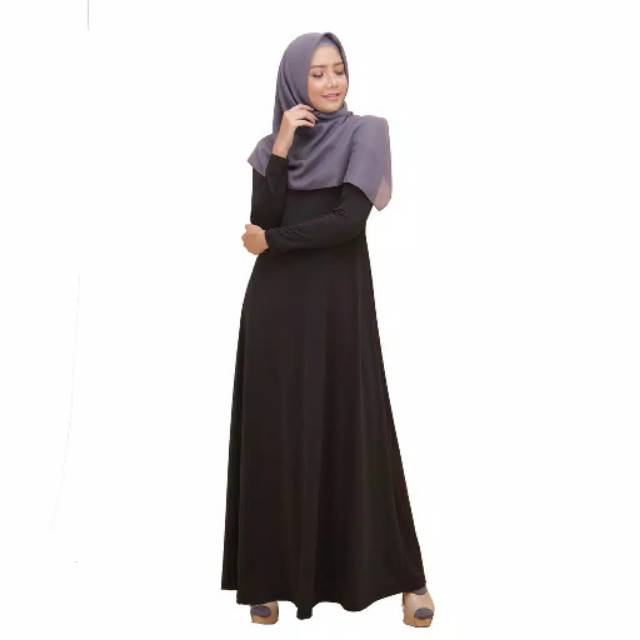 GAMIS POLOS ELZATTA GAMIA AZRA HITAM (801) GAMIS JERSEY LENTUR