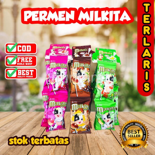 

MILKITA LOLIPOP 1 RENTENG ISI 12 PCS RENCENG MAKANAN RINGAN SNACK PERMEN KAKI MURAH