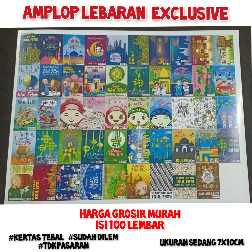 1pak Isi 100pcs Amplop Lebaran Motif Exclusive Premium Bisa Pilih Motif Ukuran M Angpau Lebaran Amplop Idul Fitri Angpau Anak