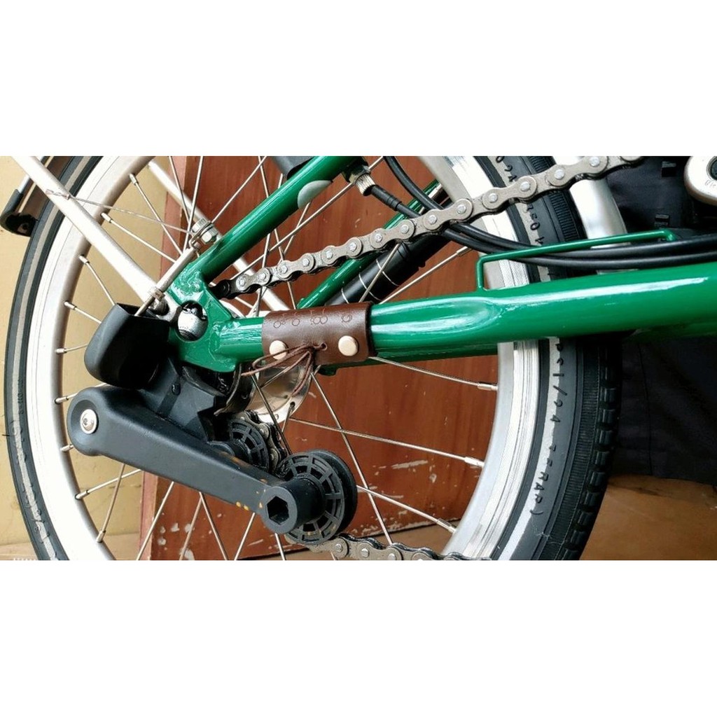 Chain Stay Hook Pelindung Frame Protector Kulit Asli untuk Sepeda Lipat Brompton Pikes 3sixty