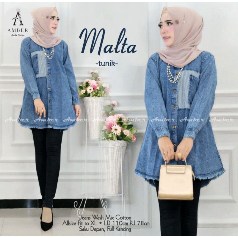 ATASAN JEANS WANITA 2022  MODERN  BAJU JEANS PEREMPUAN KEKINIAN TUNIK  DEWASA   TERMURAH TERBARU LEN