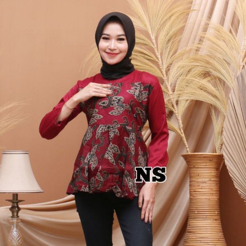 Batik wanita ASJ SA HRB026 Kenongo Kemeja Tosca Pendek-Mego Naruto abang