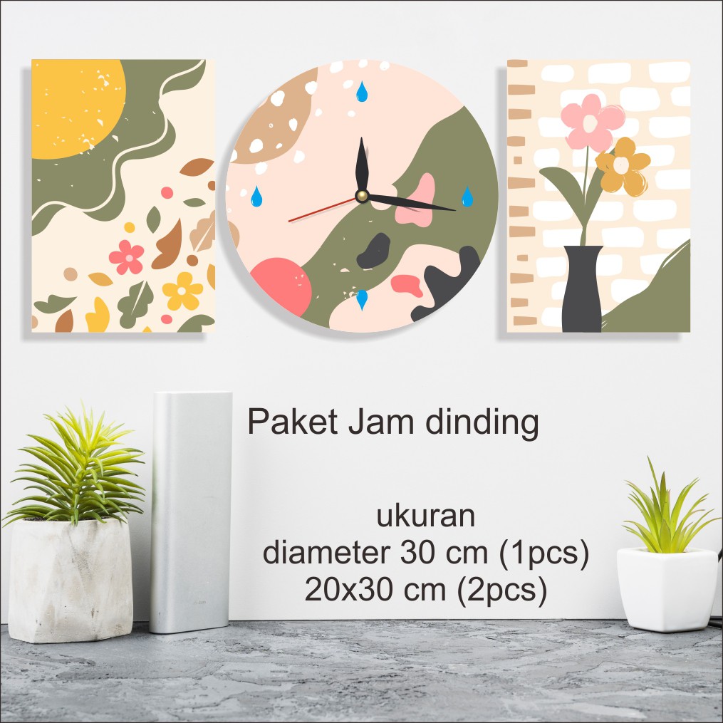 IDE 407- Paket Jam Dinding abstrak hand drawn