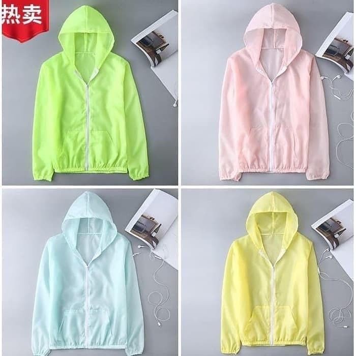 Jaket Wanita jacket jaket hoodie wanita sepeda motor bahan parasut transparant apd(D8Q0)
