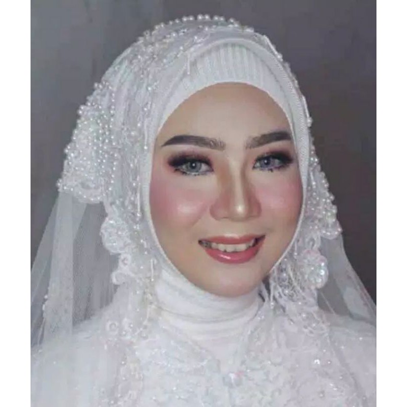 Slayer Pengantin / Hijab Pengantin / Veil Pengantin / Selendang Pengantin / Selendang Ibu Besan / Selendang Akad / Kerudung Bordir Mutiara
