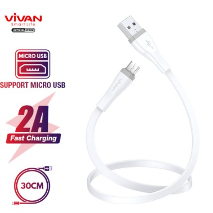 vivan kabel data usb micro type c iphone fast charging original flat design sm30s sc30s sl30s 30cm