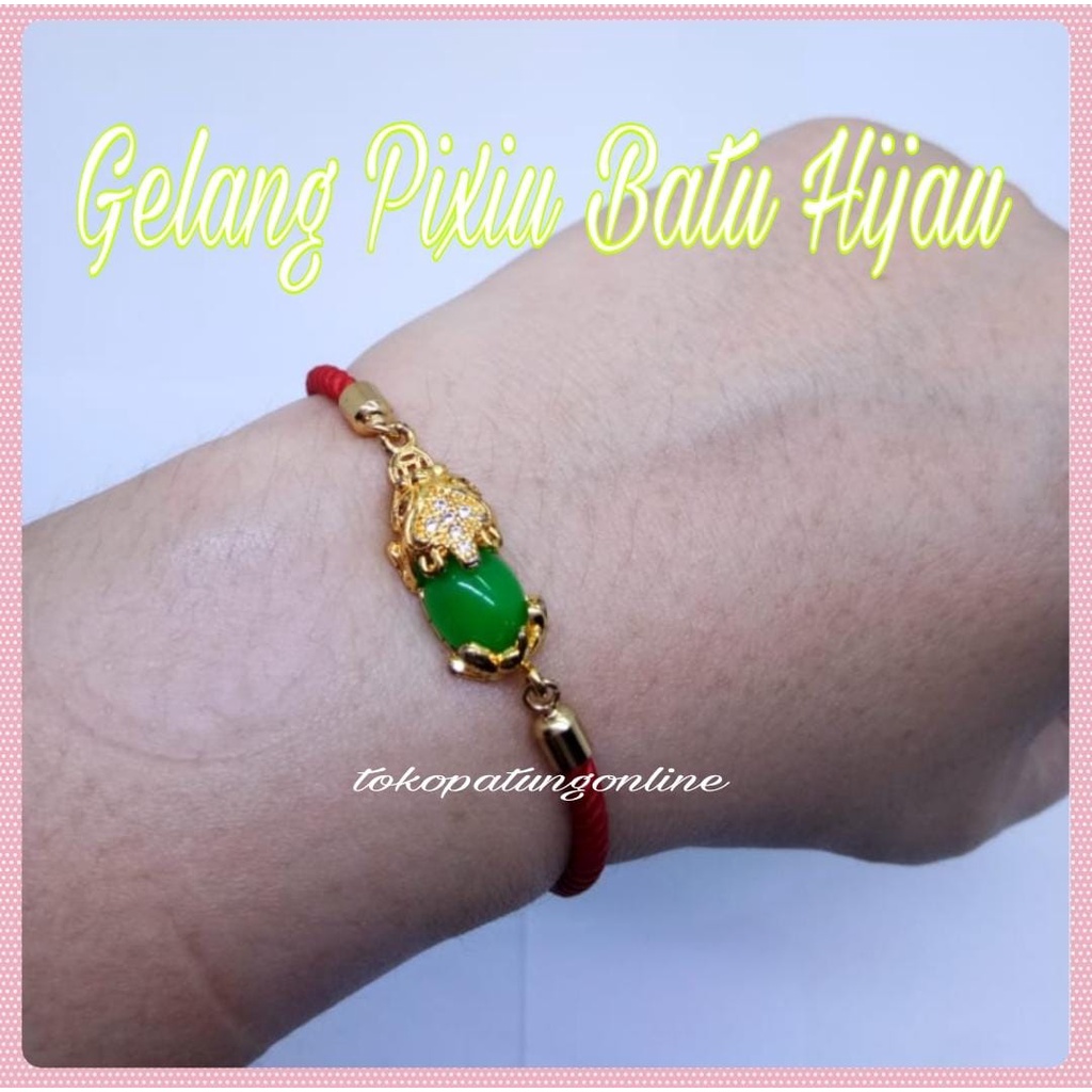 Gelang Pixiu Giok Lapis Emas