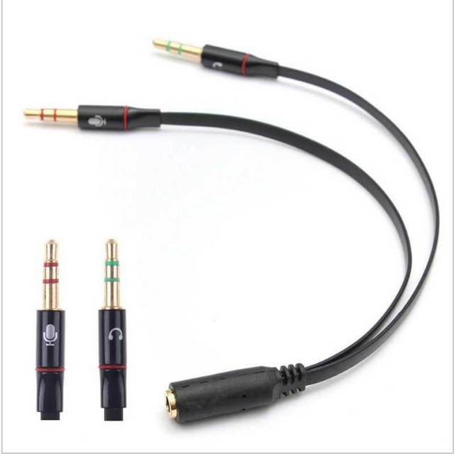 ROVTOP Splitter Audio Jack 3.5mm Female ke Dual 3.5mm Male (Mic+Hear)