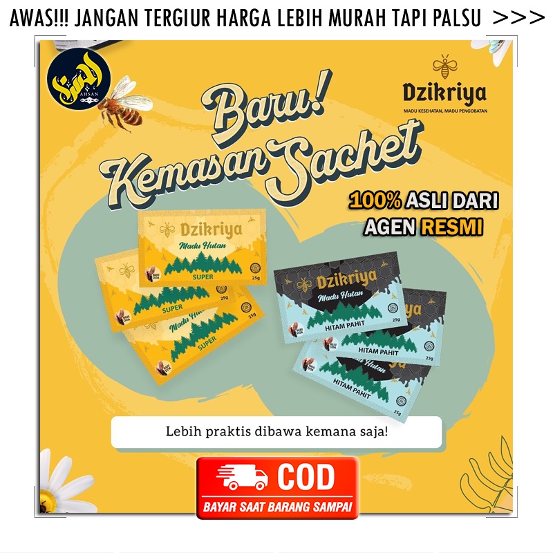 

Dzikriya Madu Hutan - Super Manis - Hitam Pahit - Sachet 10x25g