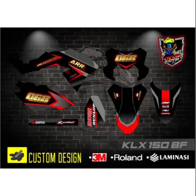 DECAL STICKER KLX 150 BF GOLD RED BLACK