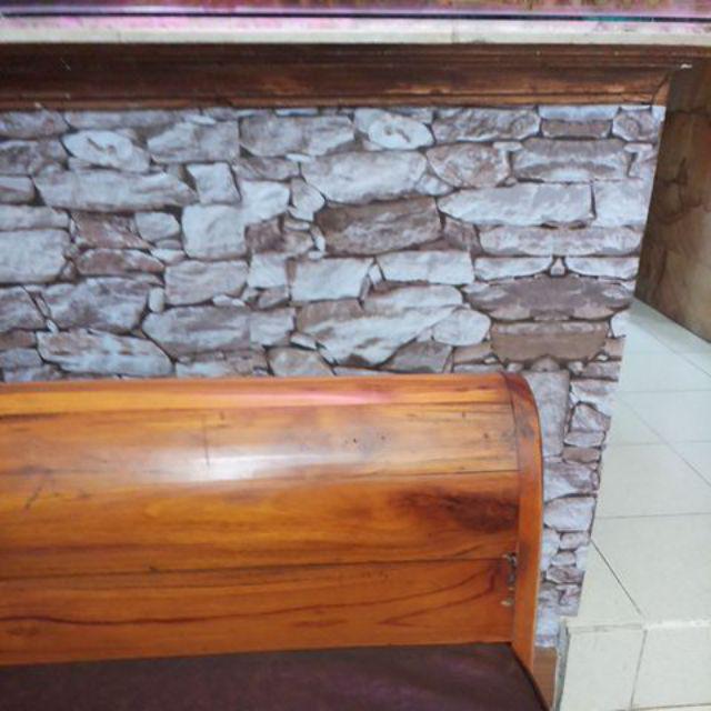 Grosir Murah Walpaper Stiker Dinding Warna Coklat Muda Motif Batu Alam