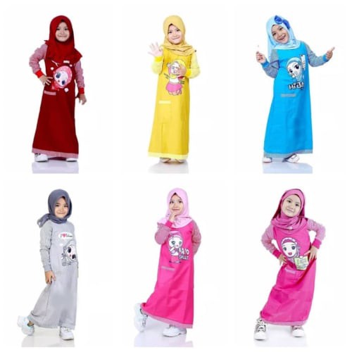 Jual BAJU MUSLIM ANAK/GAMIS ANAK/GAMIS ANAK MURAH/DRESS ANAK - M, Abu-abu Murah