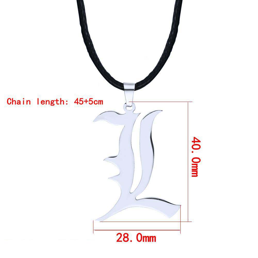 Needway  Classic Death Note Pendant Hip Hop Stainless Steel Double L Necklace Women Anime Punk Fashion European And American Necklace for Men Jewelry Accessories