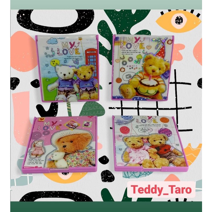 Cermin Saku Karakter Teddy / Cermin Lipat Portable / Cermin Praktis