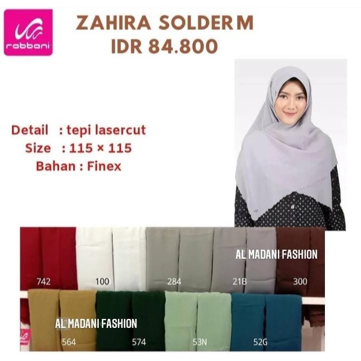 Rabbani Zahira Solder M Kerudung Segiempat Terbaru